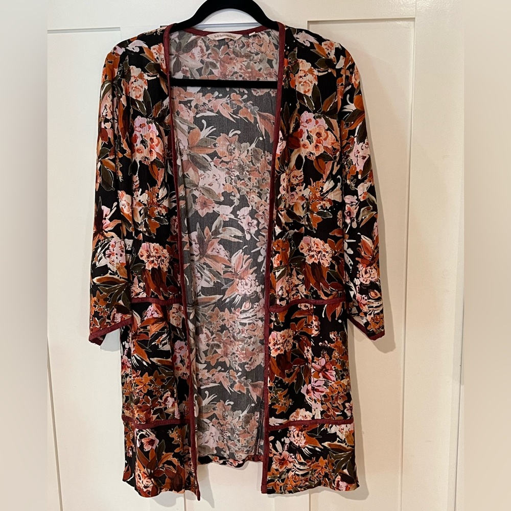 Soft Surroundings Bernadette Floral Kimono Robe in 
Autumn Open Cardigan Size XS